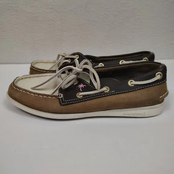 Margaritaville Leather Boat Shoes Womens sz 6 - Picture 4 of 11